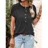 imageSweatyRocks Womens Half Button Front Blouses Tops Casual Comfy Basic Short Sleeve Tee ShirtsDark Grey