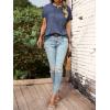 imageSweatyRocks Womens Half Button Front Blouses Tops Casual Comfy Basic Short Sleeve Tee ShirtsDusty Blue