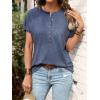 imageSweatyRocks Womens Half Button Front Blouses Tops Casual Comfy Basic Short Sleeve Tee ShirtsDusty Blue