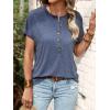 imageSweatyRocks Womens Half Button Front Blouses Tops Casual Comfy Basic Short Sleeve Tee ShirtsDusty Blue