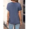 imageSweatyRocks Womens Half Button Front Blouses Tops Casual Comfy Basic Short Sleeve Tee ShirtsDusty Blue