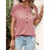 imageSweatyRocks Womens Half Button Front Blouses Tops Casual Comfy Basic Short Sleeve Tee ShirtsDusty Pink