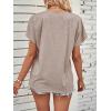 imageSweatyRocks Womens Half Button Front Blouses Tops Casual Comfy Basic Short Sleeve Tee ShirtsKhaki