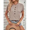 imageSweatyRocks Womens Half Button Front Blouses Tops Casual Comfy Basic Short Sleeve Tee ShirtsKhaki