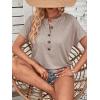 imageSweatyRocks Womens Half Button Front Blouses Tops Casual Comfy Basic Short Sleeve Tee ShirtsKhaki