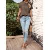 imageSweatyRocks Womens Half Button Front Blouses Tops Casual Comfy Basic Short Sleeve Tee ShirtsMocha Brown