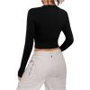 imageSweatyRocks Womens Long Sleeve Crop Top Crew Neck Colorblock Slim Fitted Tee StreetwearBlack and White