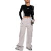imageSweatyRocks Womens Long Sleeve Crop Top Crew Neck Colorblock Slim Fitted Tee StreetwearBlack and White