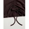 imageSweatyRocks Womens Long Sleeve V Neck Crop Top Drawstring Ruched Tee ShirtCoffee Brown