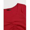 imageSweatyRocks Womens Long Sleeve V Neck Crop Top Drawstring Ruched Tee ShirtRed