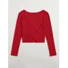 imageSweatyRocks Womens Long Sleeve V Neck Crop Top Drawstring Ruched Tee ShirtRed