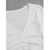 imageSweatyRocks Womens Long Sleeve V Neck Crop Top Drawstring Ruched Tee ShirtWhite