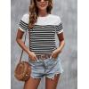 imageSweatyRocks Womens Short Sleeve T Shirt Striped Print Round Neck Casual Soft Knit Tee TopBlack and White