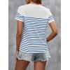 imageSweatyRocks Womens Short Sleeve T Shirt Striped Print Round Neck Casual Soft Knit Tee TopBlue and White