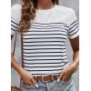 imageSweatyRocks Womens Short Sleeve T Shirt Striped Print Round Neck Casual Soft Knit Tee TopDark Blue