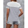 imageSweatyRocks Womens Short Sleeve T Shirt Striped Print Round Neck Casual Soft Knit Tee TopDark Blue