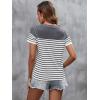 imageSweatyRocks Womens Short Sleeve T Shirt Striped Print Round Neck Casual Soft Knit Tee TopDark Grey