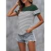 imageSweatyRocks Womens Short Sleeve T Shirt Striped Print Round Neck Casual Soft Knit Tee TopGreen