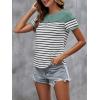imageSweatyRocks Womens Short Sleeve T Shirt Striped Print Round Neck Casual Soft Knit Tee TopLight Blue