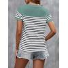 imageSweatyRocks Womens Short Sleeve T Shirt Striped Print Round Neck Casual Soft Knit Tee TopLight Blue