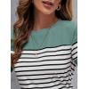 imageSweatyRocks Womens Short Sleeve T Shirt Striped Print Round Neck Casual Soft Knit Tee TopLight Blue