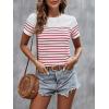 imageSweatyRocks Womens Short Sleeve T Shirt Striped Print Round Neck Casual Soft Knit Tee TopRed