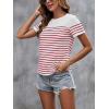 imageSweatyRocks Womens Short Sleeve T Shirt Striped Print Round Neck Casual Soft Knit Tee TopRed