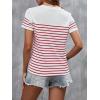 imageSweatyRocks Womens Short Sleeve T Shirt Striped Print Round Neck Casual Soft Knit Tee TopRed