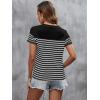 imageSweatyRocks Womens Short Sleeve T Shirt Striped Print Round Neck Casual Soft Knit Tee TopWhite and Black