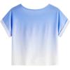 imageSweatyRocks Womens Short Sleeve Tie Dye Letter Print Crop Top T ShirtBlue White