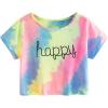 imageSweatyRocks Womens Short Sleeve Tie Dye Letter Print Crop Top T ShirtTie Dye