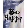 imageSweatyRocks Womens Short Sleeve Tie Dye Letter Print Crop Top T ShirtTie Dye Navy