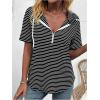 imageSweatyRocks Womens Striped Printed Short Sleeve Hoodie Half Zip Drawstring Casual T ShirtsMulticolor