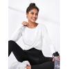 imageSweatyRocks Womens Twist Front Long Sleeve Crop Tee Tops Casual Solid Workout Athletic Yoga TShirtsWhite