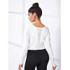 imageSweatyRocks Womens Twist Front Long Sleeve Crop Tee Tops Casual Solid Workout Athletic Yoga TShirtsWhite