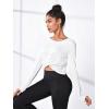 imageSweatyRocks Womens Twist Front Long Sleeve Crop Tee Tops Casual Solid Workout Athletic Yoga TShirtsWhite