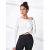 imageSweatyRocks Womens Twist Front Long Sleeve Crop Tee Tops Casual Solid Workout Athletic Yoga TShirtsWhite