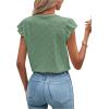 imageSweatyRocks Womens V Neck Shirt Top Ruffled Sleeve Decor Button Down Blouse Embroidery Eyelet TopMint Green