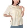 imageSweatyRocks Womens Bow Front Button Down T Shirts Short Sleeve Collar Neck Summer Tee TopsWhite