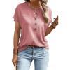 imageSweatyRocks Womens Half Button Front Blouses Tops Casual Comfy Basic Short Sleeve Tee ShirtsDusty Pink