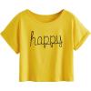 imageSweatyRocks Womens Short Sleeve Tie Dye Letter Print Crop Top T ShirtYellow