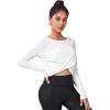 imageSweatyRocks Womens Twist Front Long Sleeve Crop Tee Tops Casual Solid Workout Athletic Yoga TShirtsWhite
