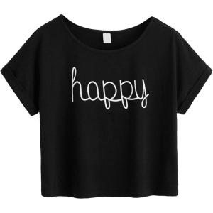 imageSweatyRocks Womens Short Sleeve Tie Dye Letter Print Crop Top T ShirtBlack