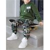 imageSweatyRocks Boys Sweatsuits Letter Patched Long Sleeve Hoodies and Camo Sweatpants 2 Piece OutfitsMulticolor