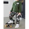 imageSweatyRocks Boys Sweatsuits Letter Patched Long Sleeve Hoodies and Camo Sweatpants 2 Piece OutfitsMulticolor