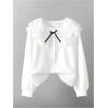 imageSweatyRocks Girls Button Down Lace Blouse Ruffle Collar Long Sleeve Shirts TopsWhite