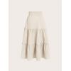 imageSweatyRocks Girls Casual Solid Drawstring Waist Ruffle Hem Midi Skirt A Line SkirtsBeige