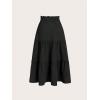 imageSweatyRocks Girls Casual Solid Drawstring Waist Ruffle Hem Midi Skirt A Line SkirtsBlack