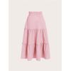 imageSweatyRocks Girls Casual Solid Drawstring Waist Ruffle Hem Midi Skirt A Line SkirtsPink