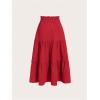 imageSweatyRocks Girls Casual Solid Drawstring Waist Ruffle Hem Midi Skirt A Line SkirtsRed